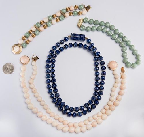 GROUP GOLD JADE, LAPIS, CORAL
