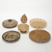 GROUP LARGE TRIBAL WOVEN BASKE