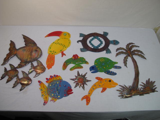 Group lot assorted metal wall art