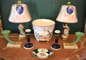 GROUP LOT: LAMPS, CANDLESTICKS
