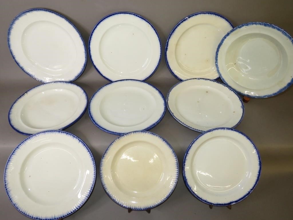 GROUP OF 10 BLUE SHELL EDGE