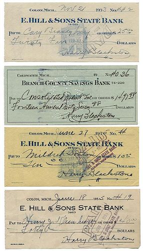 GROUP OF 10 CHECKS SIGNED BY