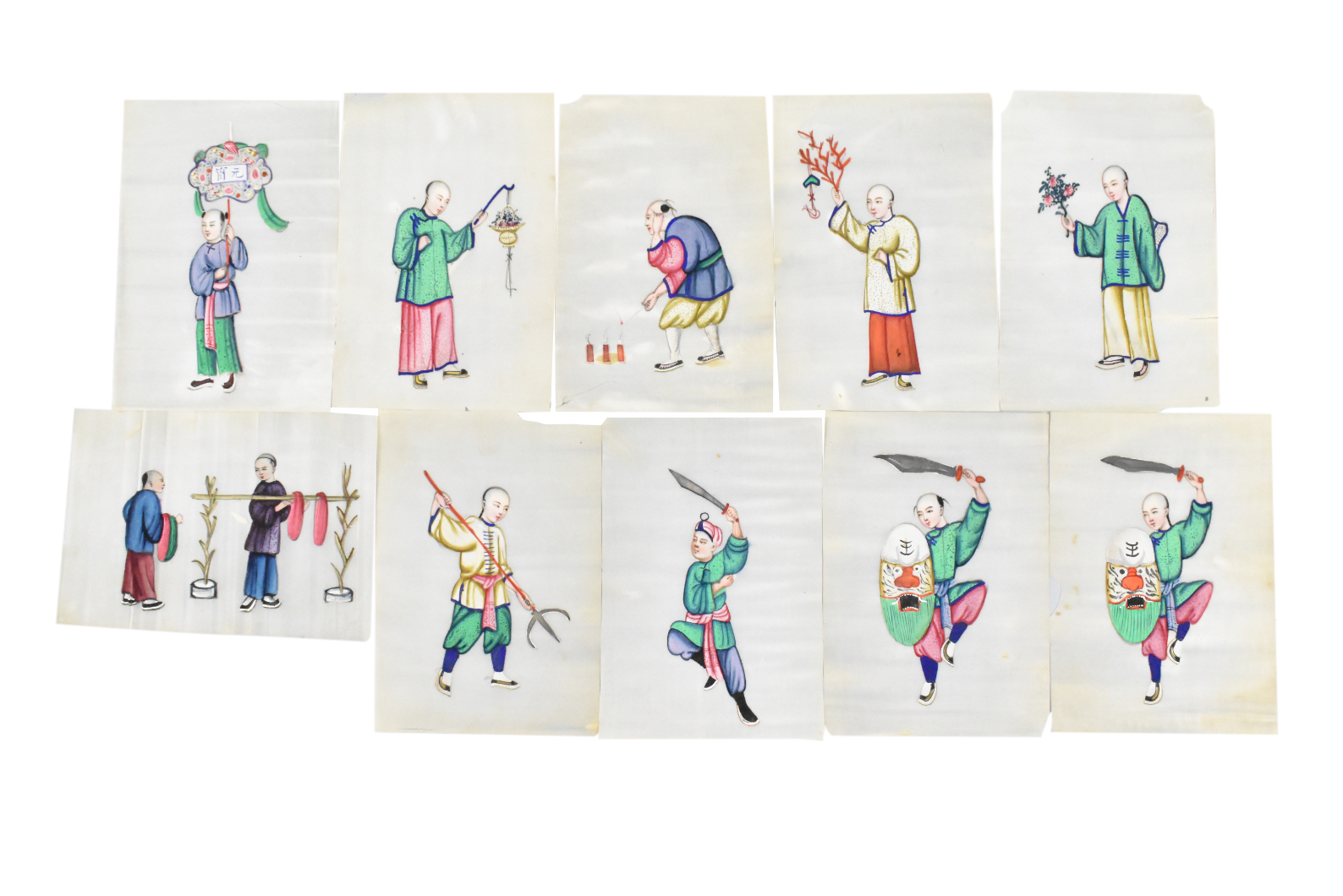 GROUP OF 10 CHINESE PITH PAPER