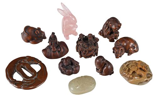 GROUP OF 10 JAPANESE CARVED