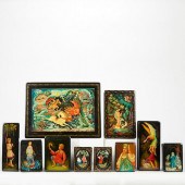 GROUP OF 10 RUSSIAN LACQUER BO
