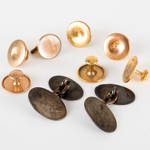 GROUP OF 10K GOLD BUTTONS AND A