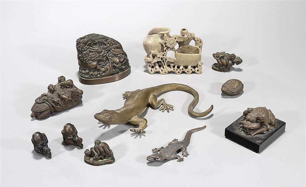 Group of 11 metal and stone