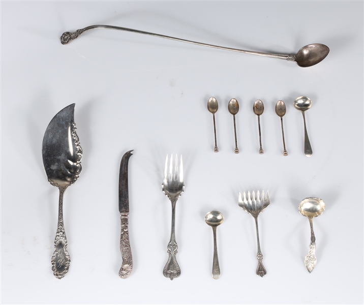 Group of 12 antique sterling silver