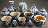 GROUP OF 12 CHINESE BLUE AND W
