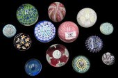 GROUP OF 13 GLASS PAPERWEIGHTS