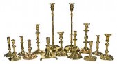 GROUP OF 14 BRASS CANDLESTICKS
