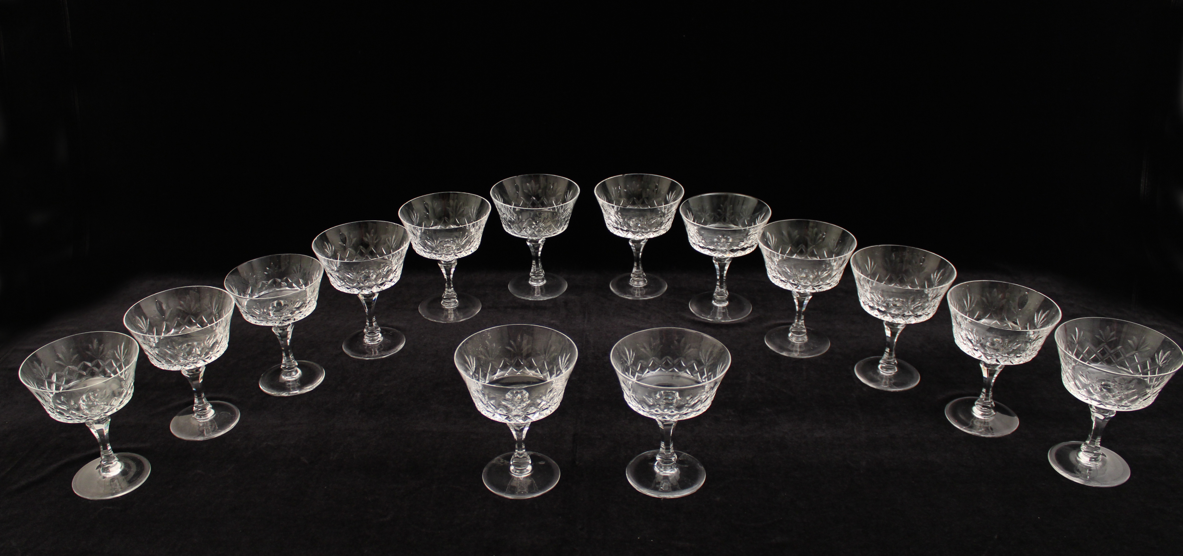GROUP OF 14 CRYSTAL CHAMPAGNE