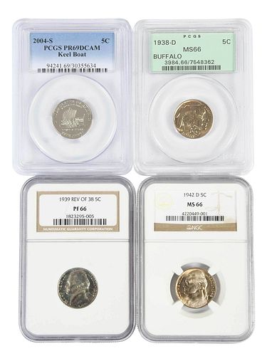 GROUP OF 14 GRADED NICKELS1938-D