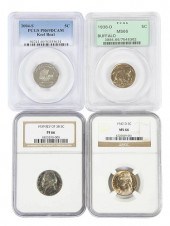 GROUP OF 14 GRADED NICKELS1938