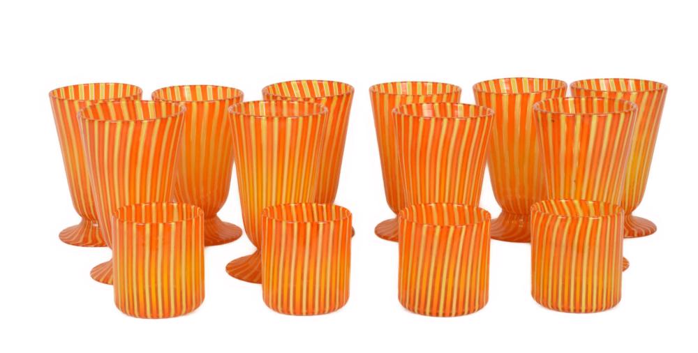 GROUP OF 14 ITALIAN MURANO GLASSES,