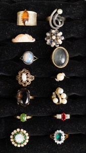 GROUP OF 14 STERLING SILVER AN