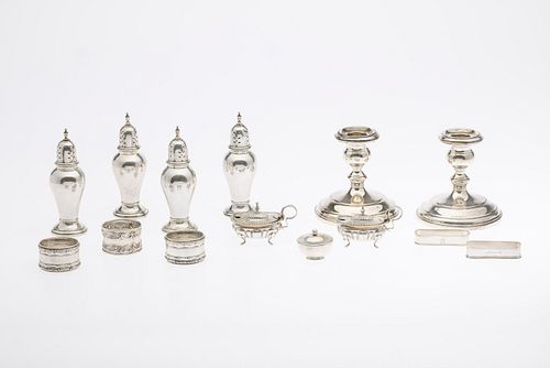 GROUP OF 14 STERLING SILVER TABLE