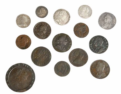 GROUP OF 15 BRITISH COINS17th and