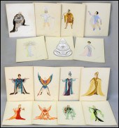 GROUP OF 15 COSTUME SKETCHES.