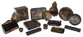 GROUP OF 15 GILT LACQUERED OBJ