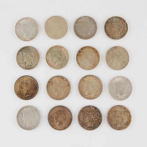 GROUP OF 16 PEACE SILVER DOLLARS