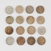 GROUP OF 16 PEACE SILVER DOLLA