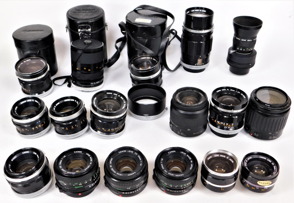GROUP OF 17 CANON MOUNT LENSES