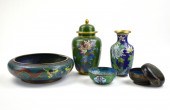 GROUP OF 2 CLOSIONNE VASE, BOX