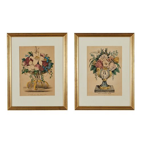 GROUP OF 2 CURRIER & IVES FLORAL