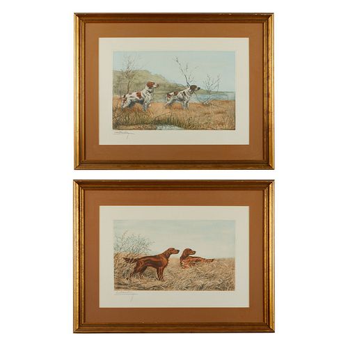 GROUP OF 2 LEON DANCHIN HUNTING DOG