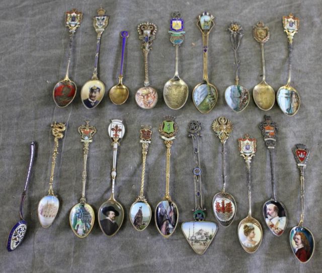Group of 20 Antique Enamel