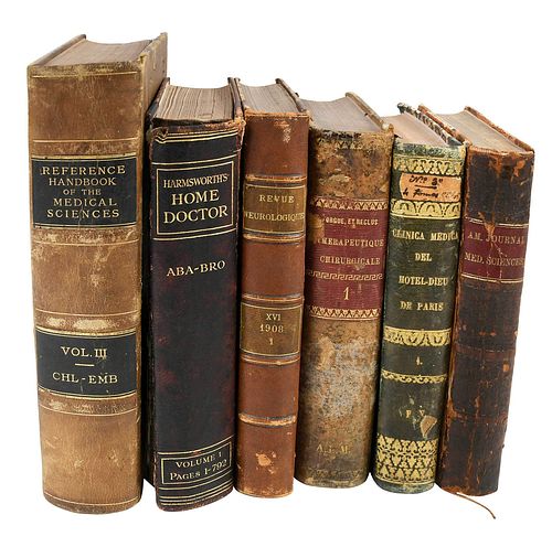 GROUP OF 21 LEATHERBOUND MEDICAL