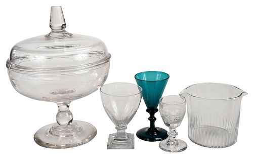 GROUP OF 22 CLEAR AND COLORED GLASS