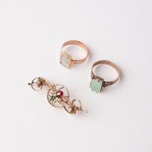 GROUP OF 3 10K GEMSTONE JEWELR