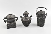GROUP OF 3 ARCHAISTIC BRONZE C
