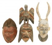 GROUP OF 3 CARVED WOOD AND POL