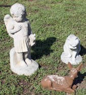 GROUP OF 3 CAST STONE OUTDOOR