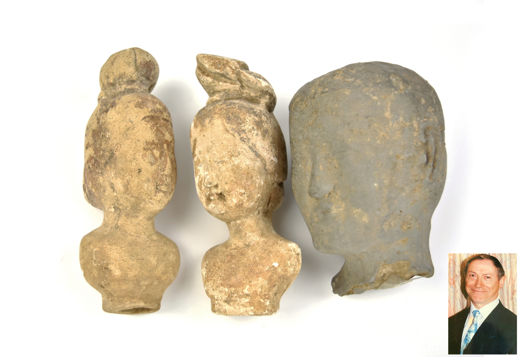 GROUP OF 3 CHINESE CERAMIC HEAD,