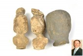 GROUP OF 3 CHINESE CERAMIC HEA