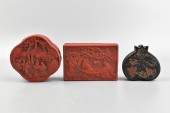 GROUP OF 3 CHINESE CINNABAR CO