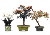 GROUP OF 3 CHINESE JADE PLANTE