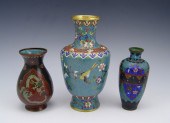 GROUP OF 3 CLOISONNE VASES: 1)