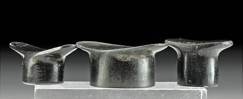 GROUP OF 3 COLIMA OBSIDIAN LABRET