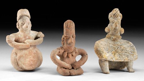 GROUP OF 3 COLIMA POTTERY SEATED
