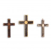 GROUP OF 3 CROSSES: WOODEN CRO