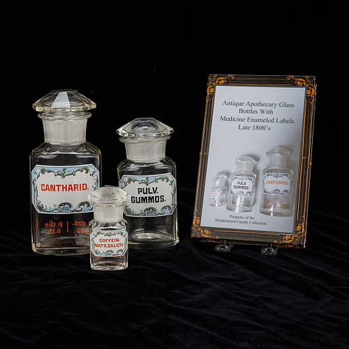 GROUP OF 3 ENAMEL GLASS 19TH C.