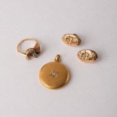 GROUP OF 3 GOLD DIAMOND JEWELR