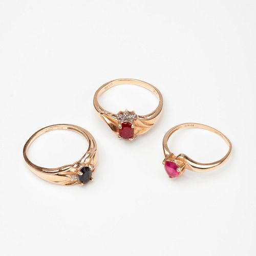 GROUP OF 3 GOLD DIAMOND RINGS