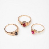 GROUP OF 3 GOLD DIAMOND RINGS