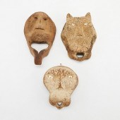 GROUP OF 3 INUIT BONE MASKS WI